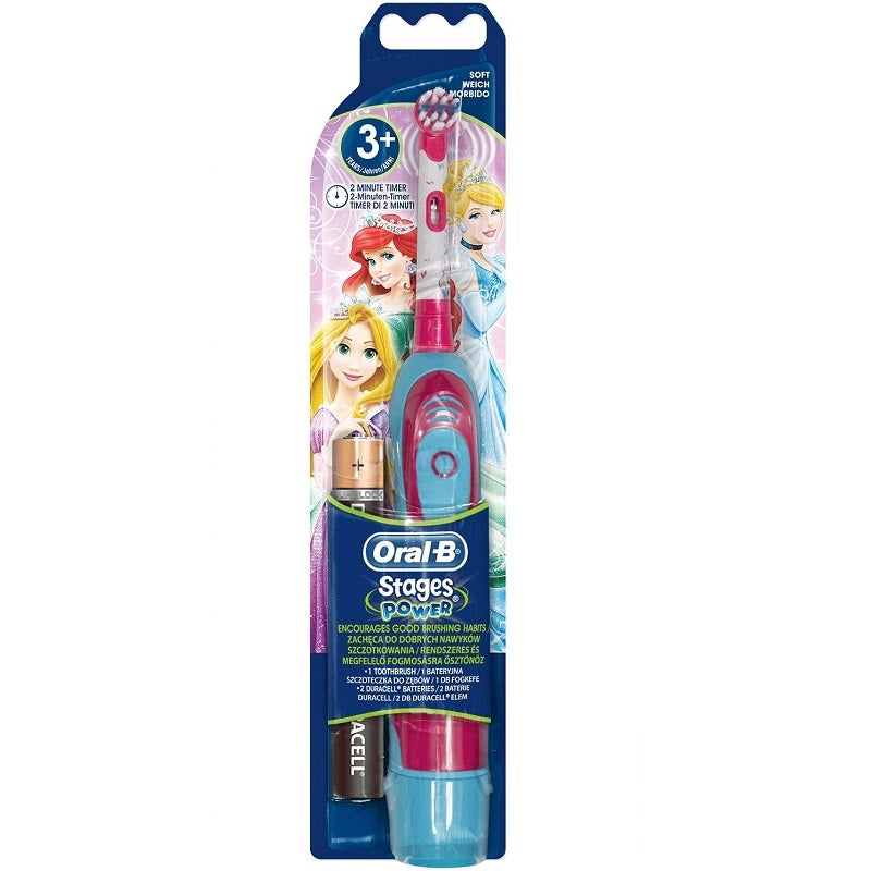 Oral-B Stages Power Kids Princess op batterij in verpakking met Disney prinsessen