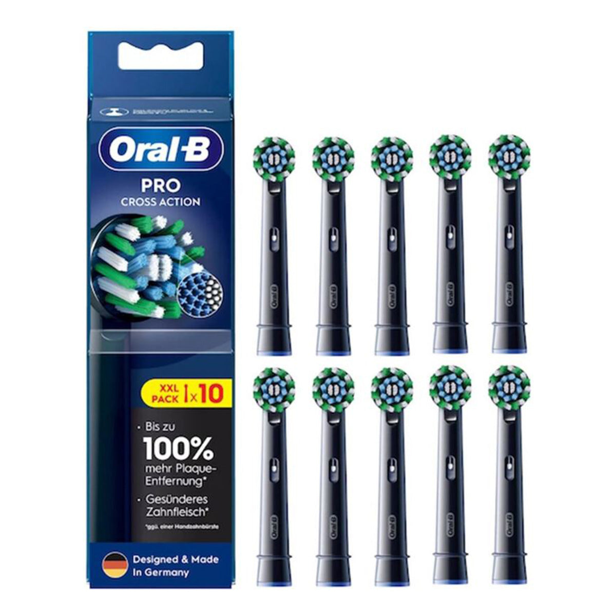 Oral-B Pro Cross Action EB50BRX-10 Zwart opzetborstels met verpakking, tien stuks
