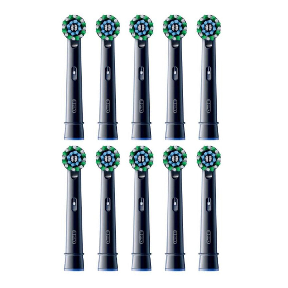 Oral-B Pro Cross Action EB50BRX-10 Zwart opzetborstels, tien stuks op een rij