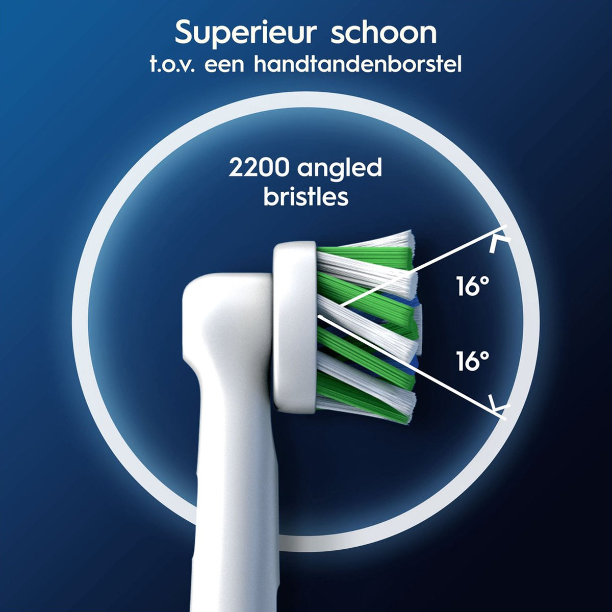 Oral-B PRO Cross Action opzetborstel met 2200 schuin geplaatste borstelharen onder 16 graden