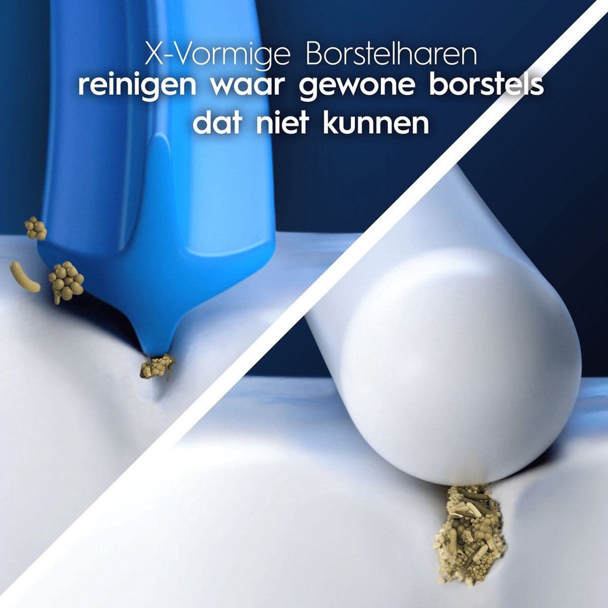 Oral-B PRO Cross Action Wit borstelkop reinigt beter dan ronde borstel