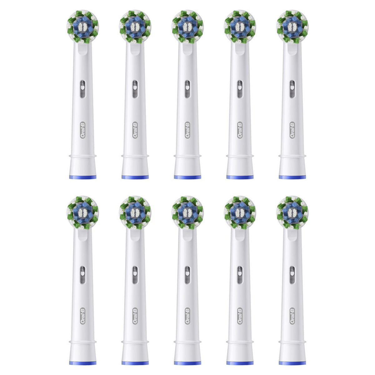 Oral-B PRO Cross Action Wit opzetborstels, tien stuks op een rij