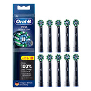 Oral-B PRO Cross Action opzetborstels zwart, verpakking en tien losse opzetborstels