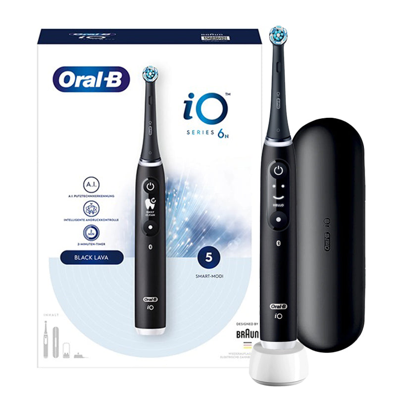 Oral-B iO 6 Black Lava elektrische tandenborstel met verpakking en reisetui