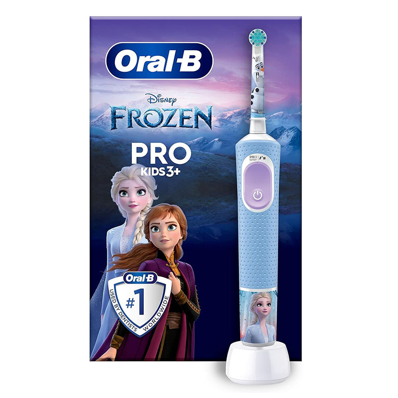 Oral-B Vitality Pro Kids Frozen elektrische tandenborstel naast verpakking