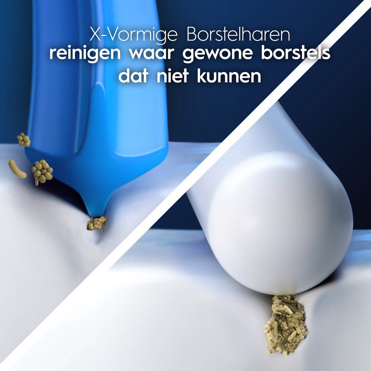 Oral-B PRO Sensitive Clean EB60X-10 vergelijking X-vormige borstelharen met tandplak