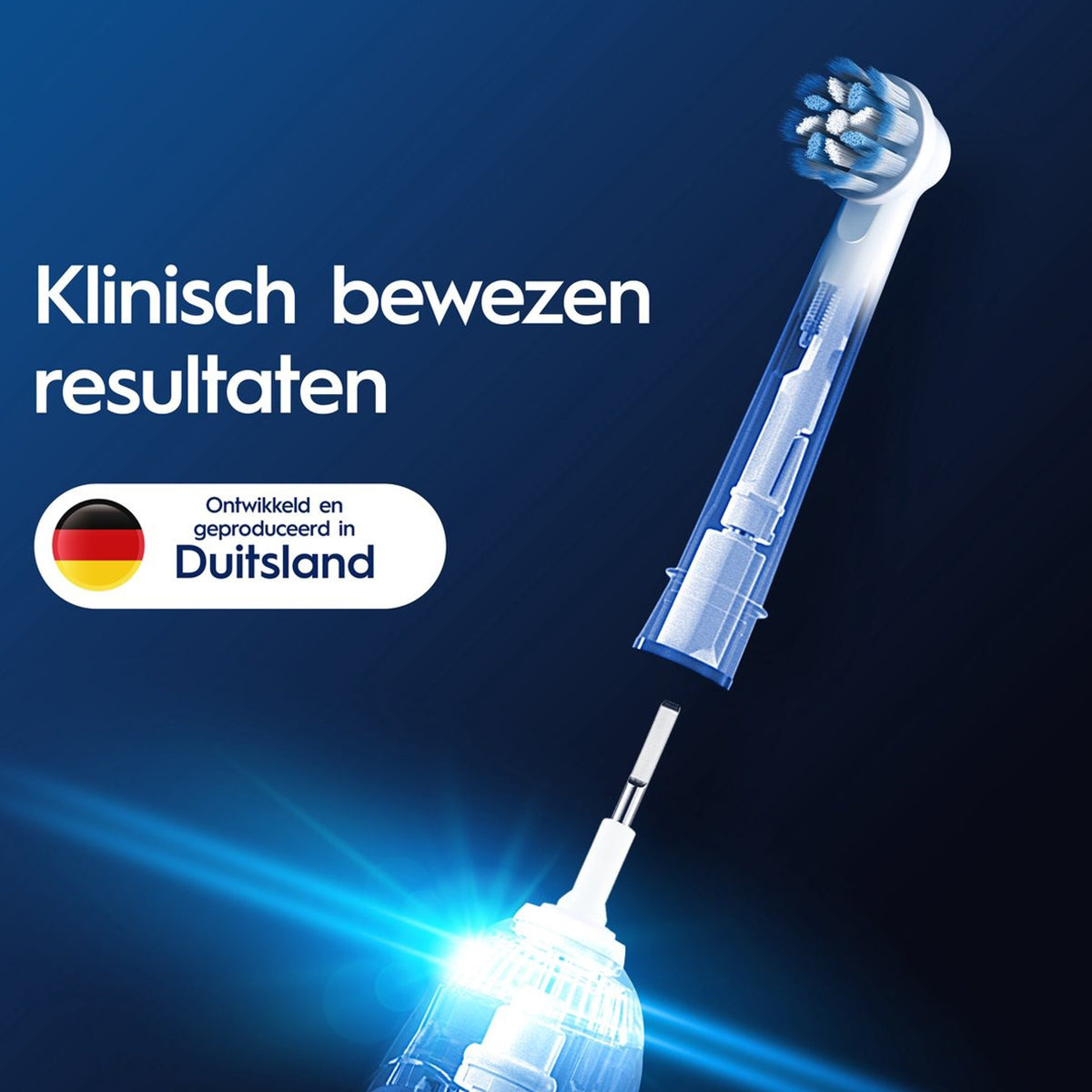Oral-B PRO Sensitive Clean opzetborstel met tekst klinisch bewezen resultaten Duitsland