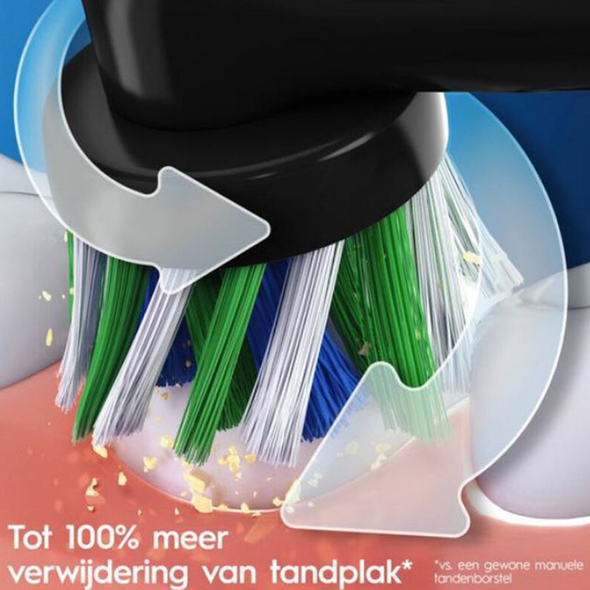 Oral-B Vitality Pro Protect X Clean detail draaiende opzetborstel op tanden
