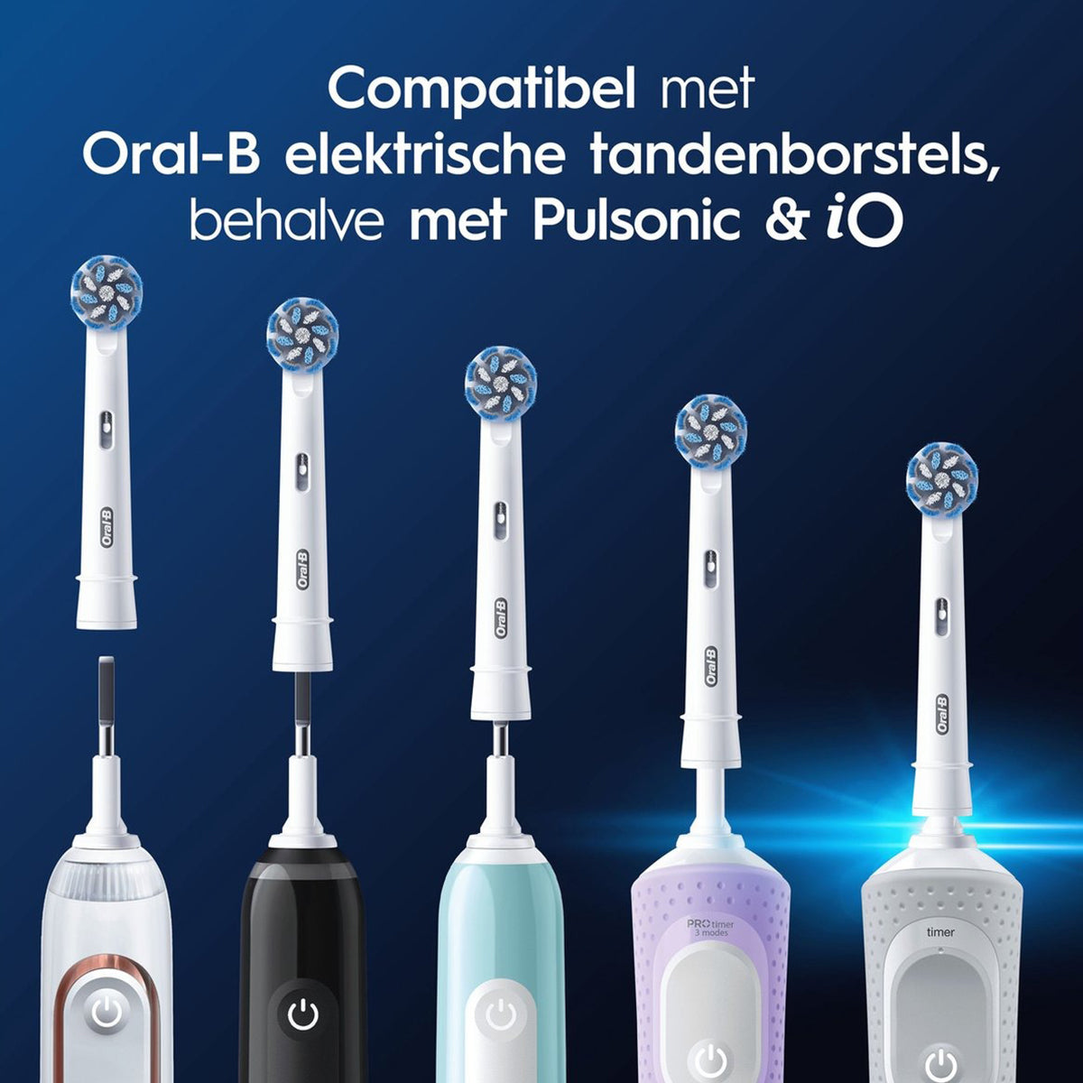 Oral-B PRO Sensitive Clean opzetborstels compatibel met vijf tandenborstelmodellen, behalve Pulsonic en iO