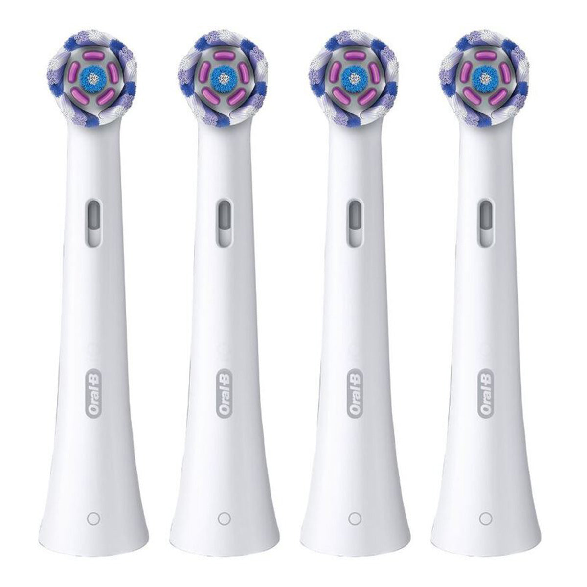 Oral-B iO Radiant White opzetborstels, vier stuks los naast elkaar