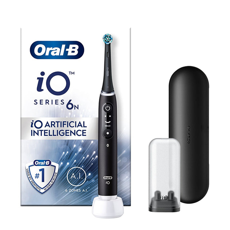 Oral-B iO 6 Black Lava elektrische tandenborstel met doos, oplader en reisetui