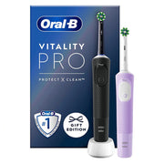 Oral-B Vitality Pro 103 elektrische tandenborstels in zwart en lila met verpakking