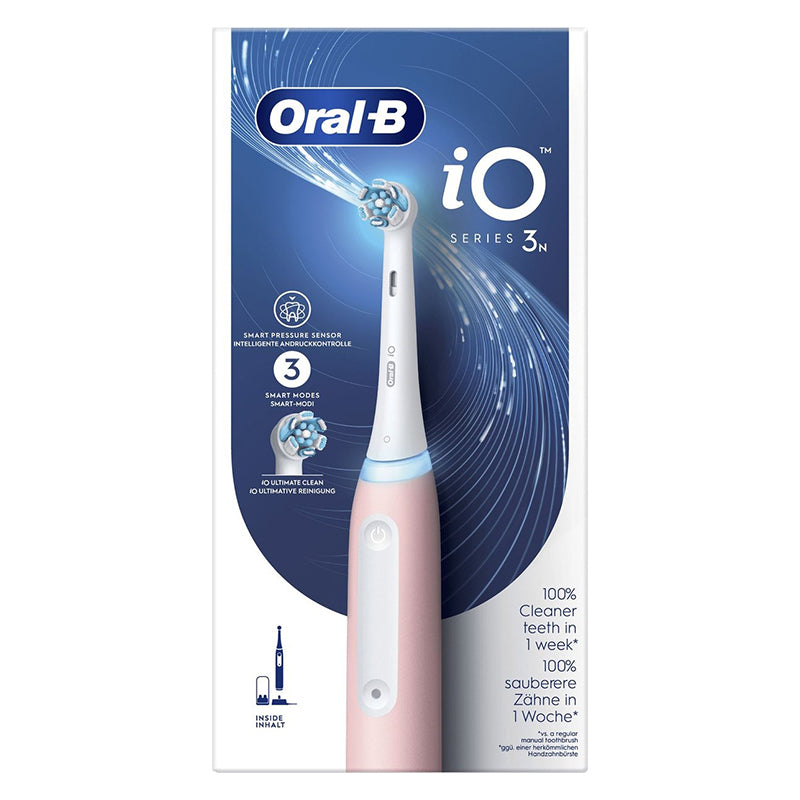 Oral-B iO 3n Series Pink verpakking met drie smart modi en druksensor