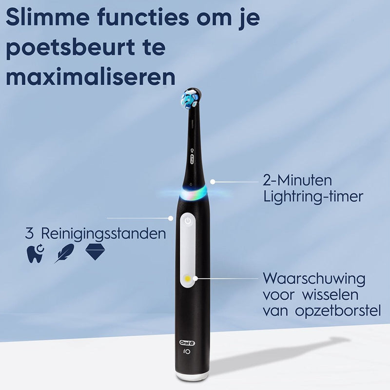 Oral-B iO 3n Zwart met lightring-timer en 3 reinigingsstanden uitgelicht
