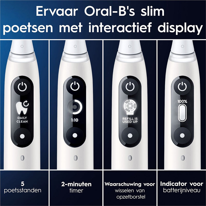 Oral-B iO 6n interactief display met poetsstanden timer en batterij-indicator