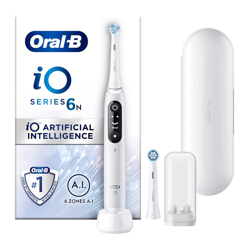 Oral-B iO 6n witte elektrische tandenborstel met opzetborstel, oplader en reisetui