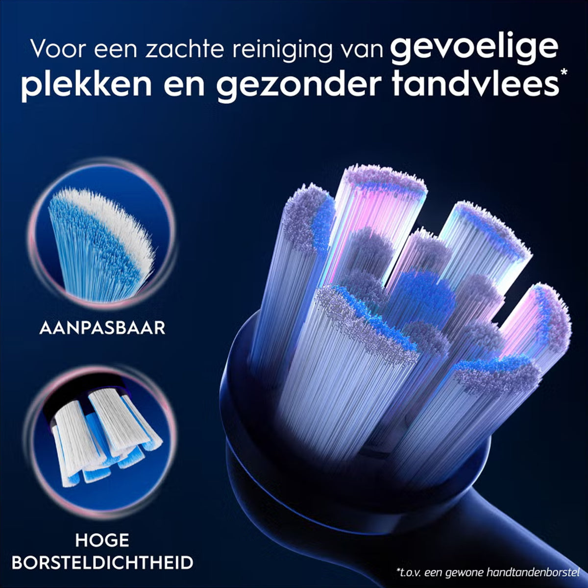 Oral-B iO Gentle Care opzetborstel detailopname zachte borstelharen voor gevoelig tandvlees