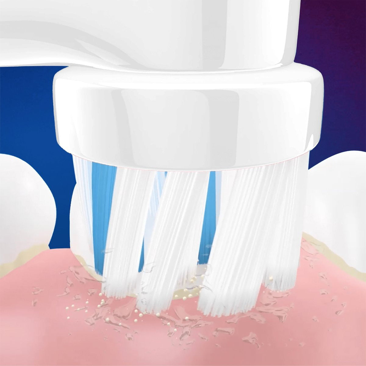 Oral-B Kids Frozen X-Soft opzetborstel close-up reinigt tandvlees en tanden