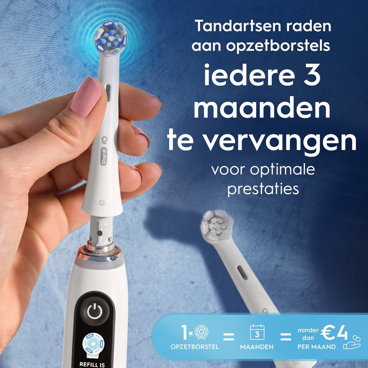 Oral-B iO Ultimate Clean opzetborstel, advies om iedere 3 maanden te vervangen