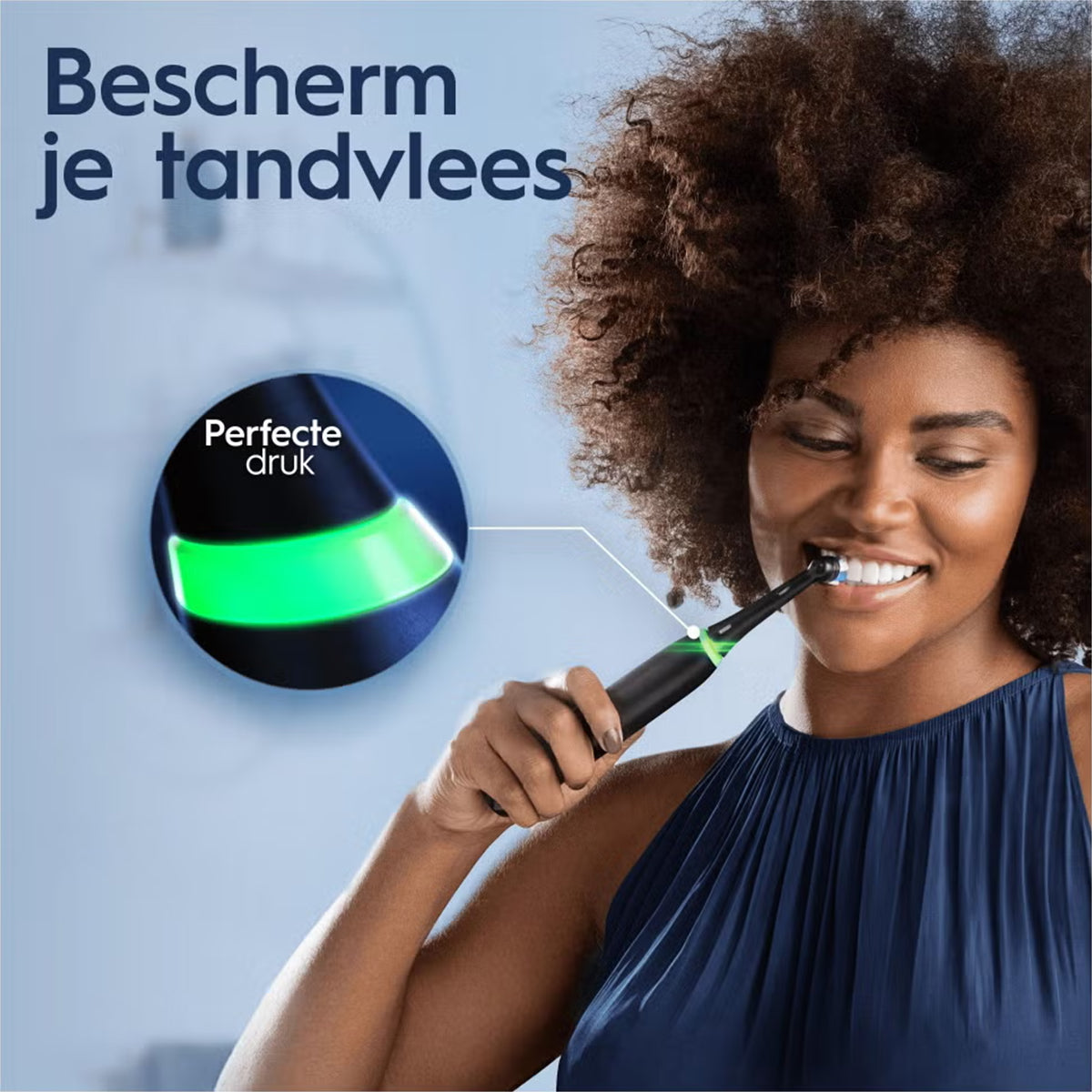 Oral-B iO 4N tandenborstel met druksensor, tekst "Bescherm je tandvlees, Perfecte druk"