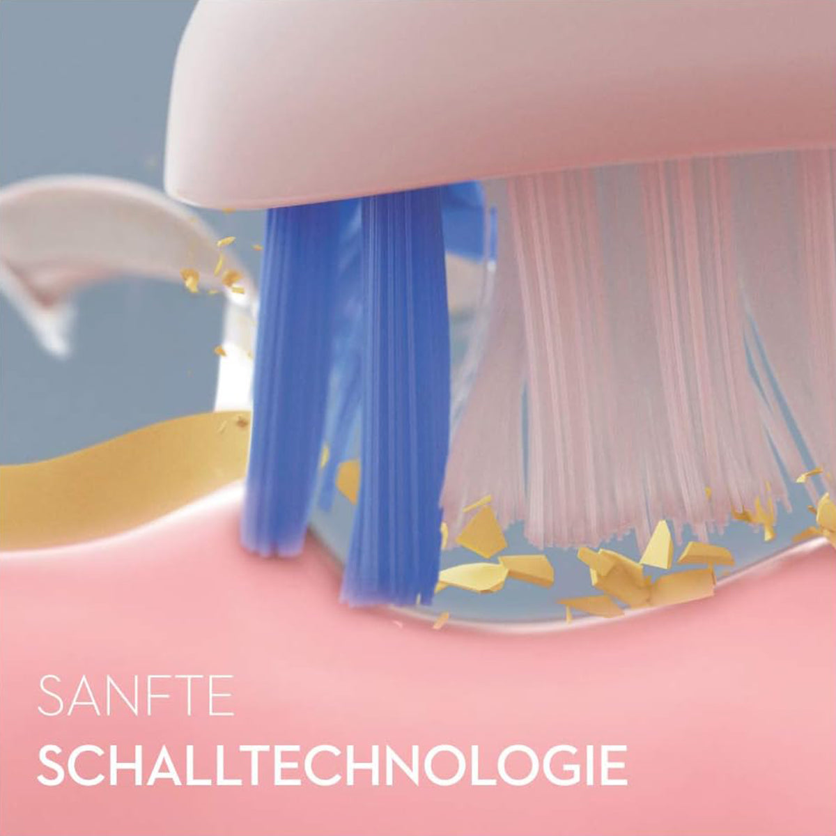 Oral-B Pulsonic Slim Clean 2000 close-up borstelharen met tekst sanfte Schalltechnologie