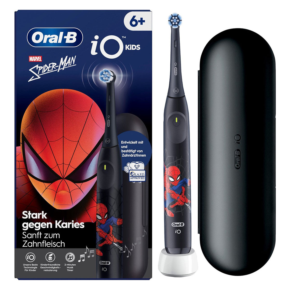 Oral-B iO Kids 6+ Spiderman elektrische tandenborstel met verpakking en reisetui