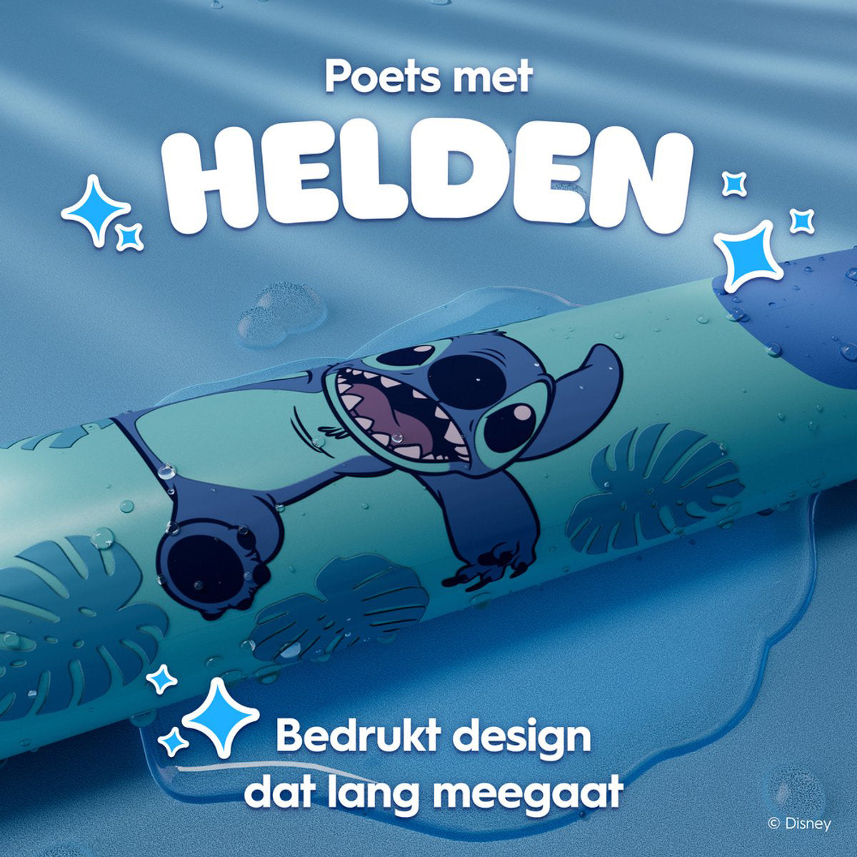 Oral-B iO Kids 6+ Disney Stitch tandenborstel met tekst poets met helden bedrukt design