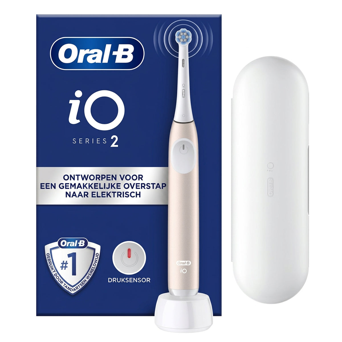 Oral-B iO 2 elektrische tandenborstel Calm Pink met verpakking en reisetui