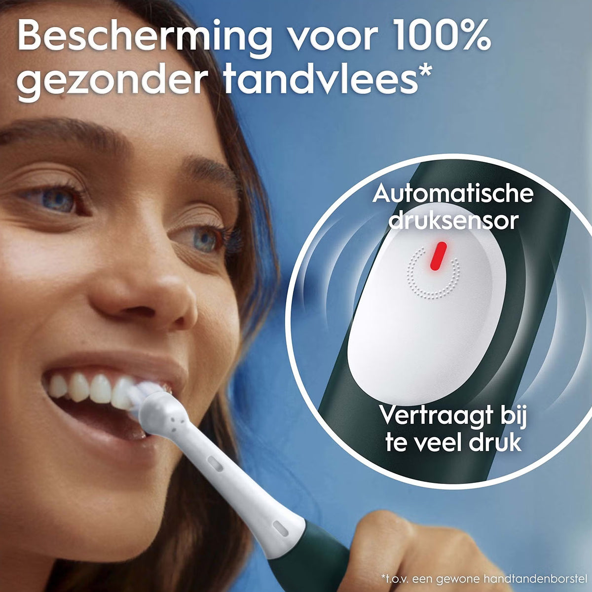 Oral-B iO 2 automatische druksensor vertraagt bij te veel druk op tanden
