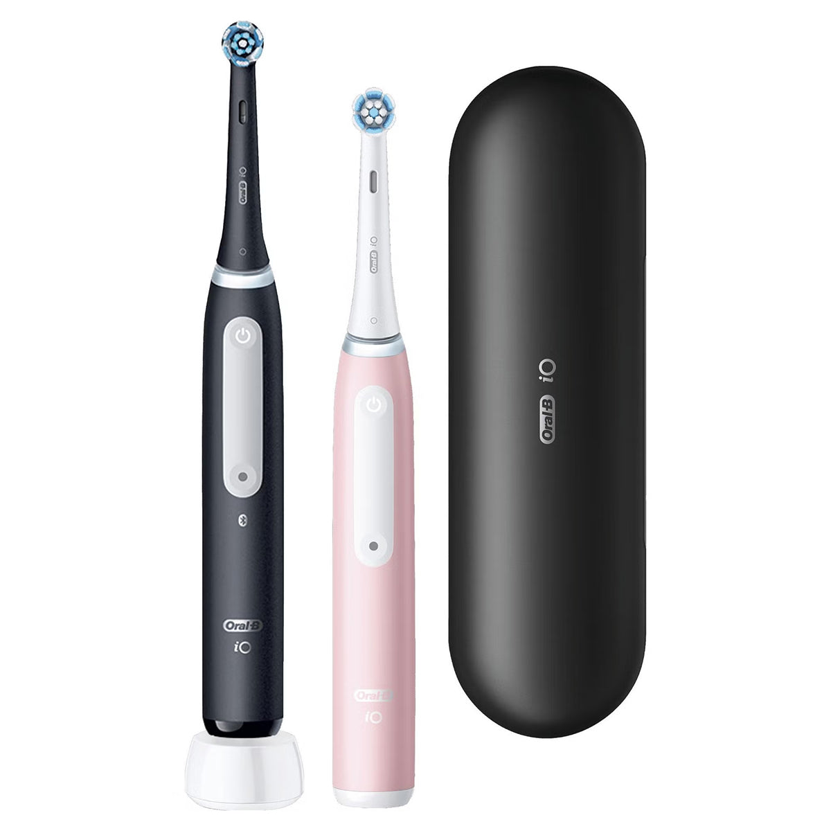 Oral-B iO 3 DUO twee elektrische tandenborstels zwart en roze met zwarte reisetui
