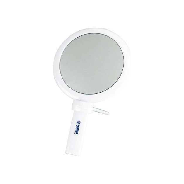 Miradent Mira-duo handspiegel met witte houder en ronde spiegel