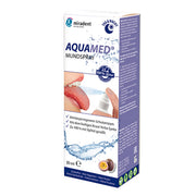 Miradent Aquamed Droge Mond Spray verpakking met tong en spraykop passievrucht smaak