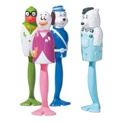 Miradent Kid's tandenborstel eend roze tussen andere diervormige kindertandenborstels
