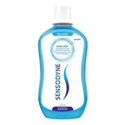 Sensodyne Fresh&Cool mondwater gevoelige tanden, blauwe fles met witte dop