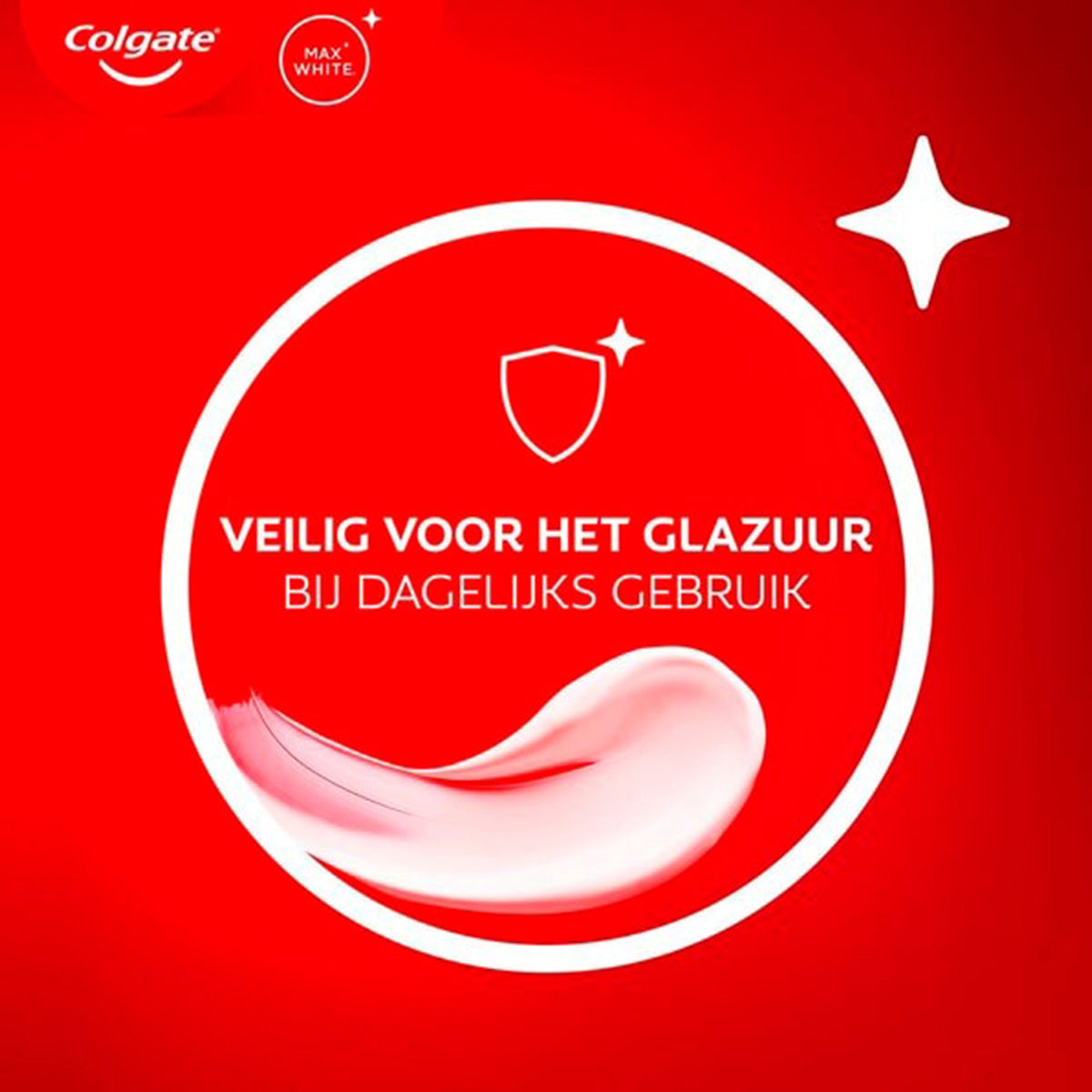 Colgate Max White Expert tandpasta met tekst veilig voor het glazuur bij dagelijks gebruik