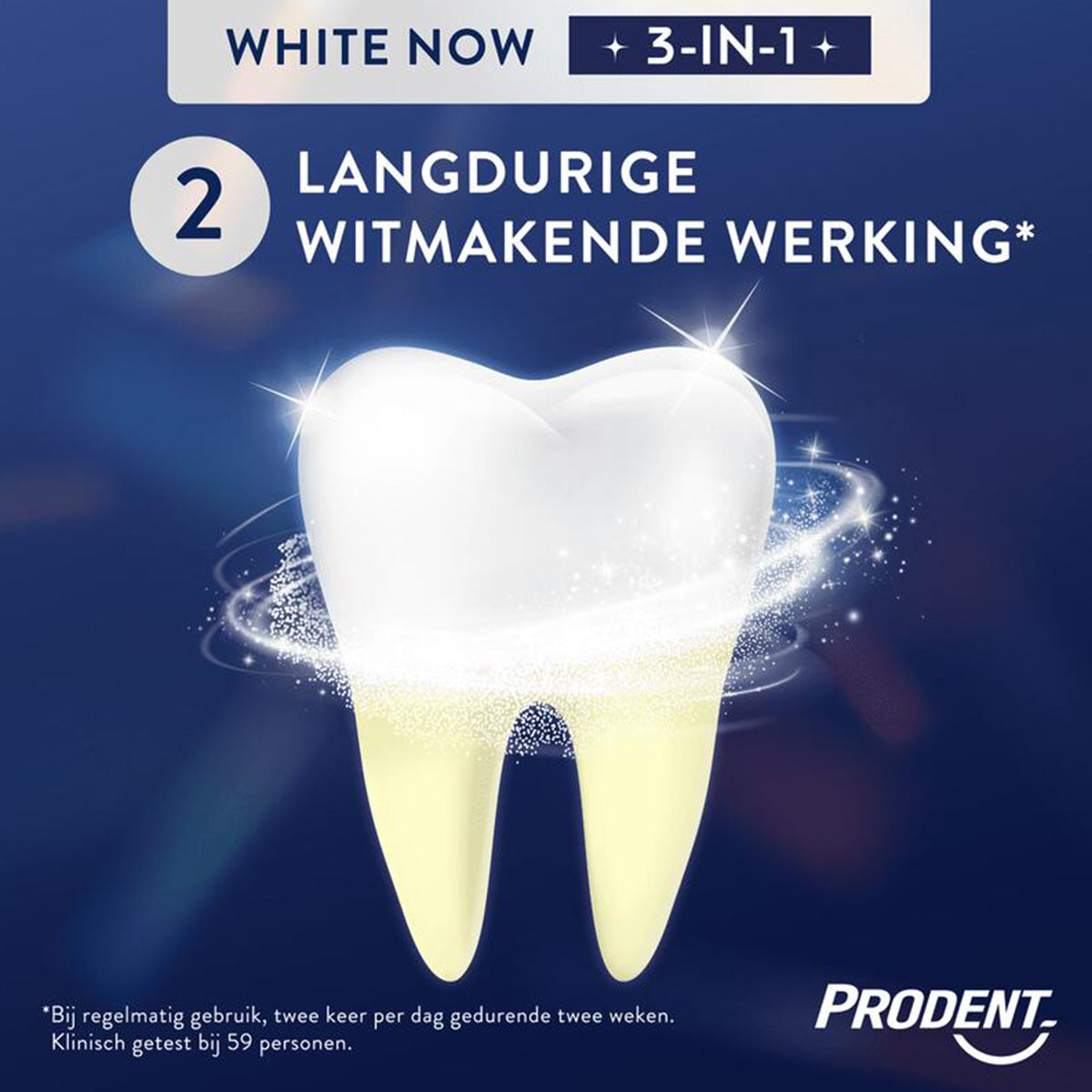 Prodent White Now 3-in-1 illustratie tand met langdurige witmakende werking