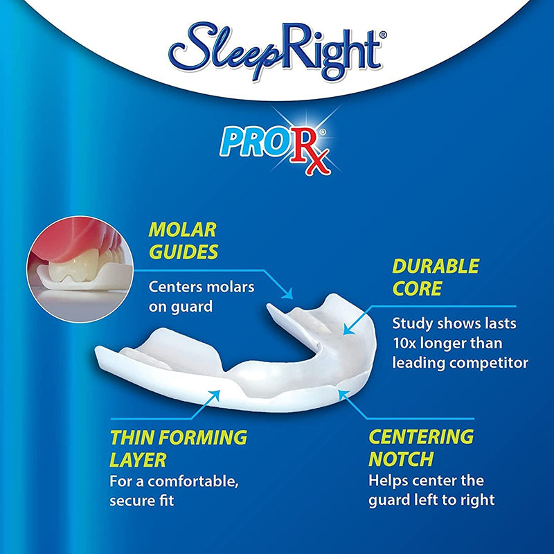 SleepRight ProRx bitje met uitleg over molar guides, kern en centreernotch