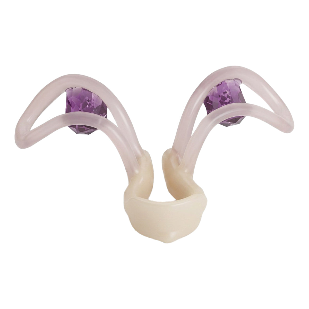 SleepRight Intra Nasal Sleep Inhaler met lavendel, close-up van neusclip met paarse kristallen