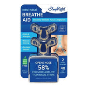 SleepRight Neusspreider 2-pack in verpakking met afbeelding van neus en werking