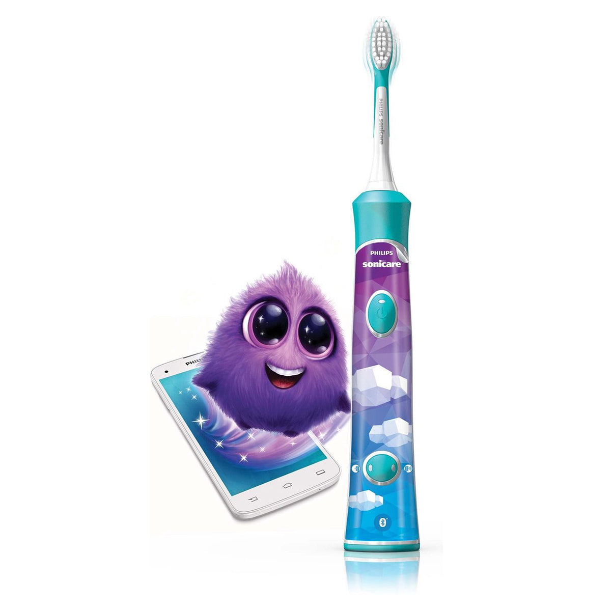 Sonicare Kids HX6322/04 tandenborstel met smartphone-app en paars monstertje