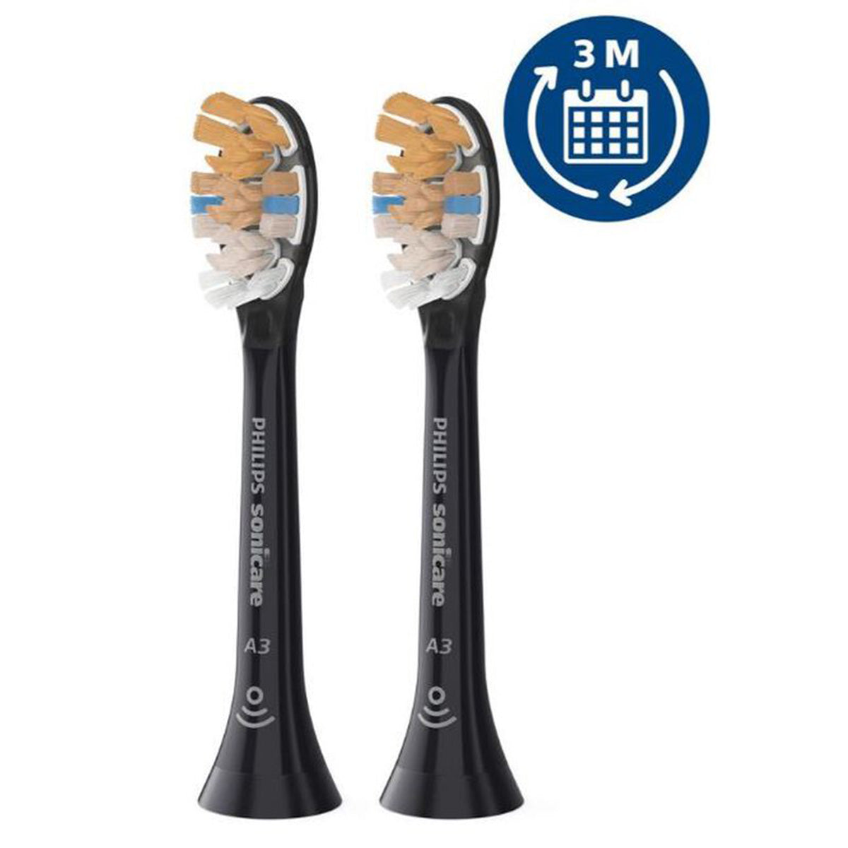 Sonicare A3 Premium AIO opzetborstels zwart, twee stuks met wissel-icoon 3 maanden