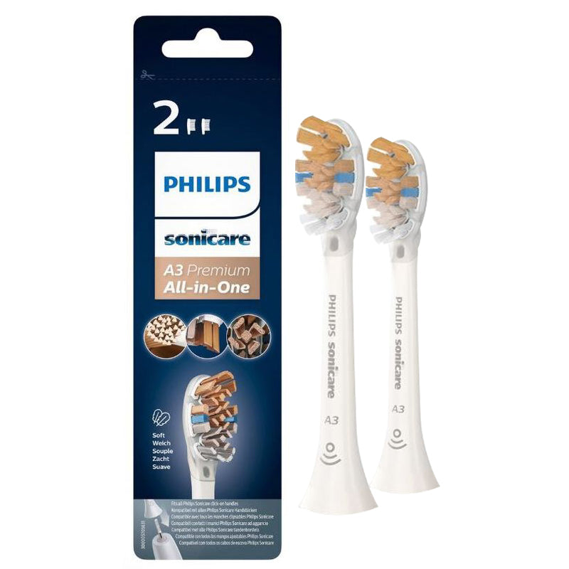 Philips Sonicare A3 Premium All-in-One opzetborstels wit, verpakking met twee stuks