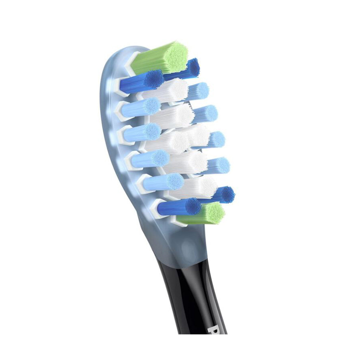 Sonicare C3 Premium Plaque Defense opzetborstel, close-up van kleurrijke borstelharen