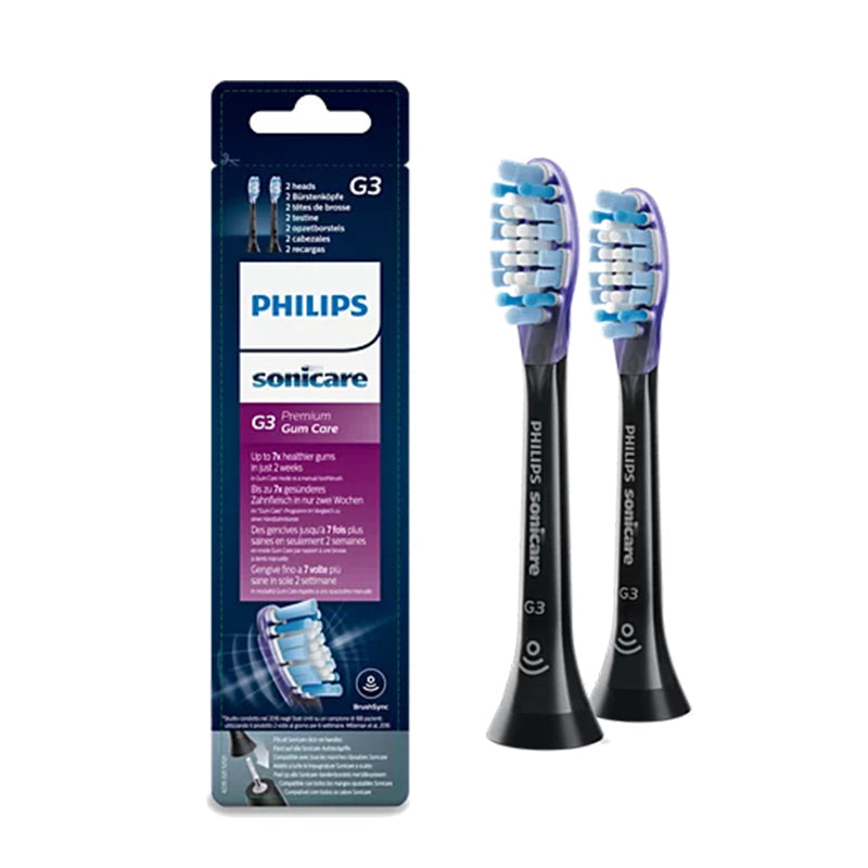 Sonicare G3 Premium Gum Care opzetborstels zwart met verpakking, set van twee