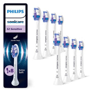 Sonicare S2 Optimal Sensitive opzetborstels wit, verpakking en acht losse opzetborstels