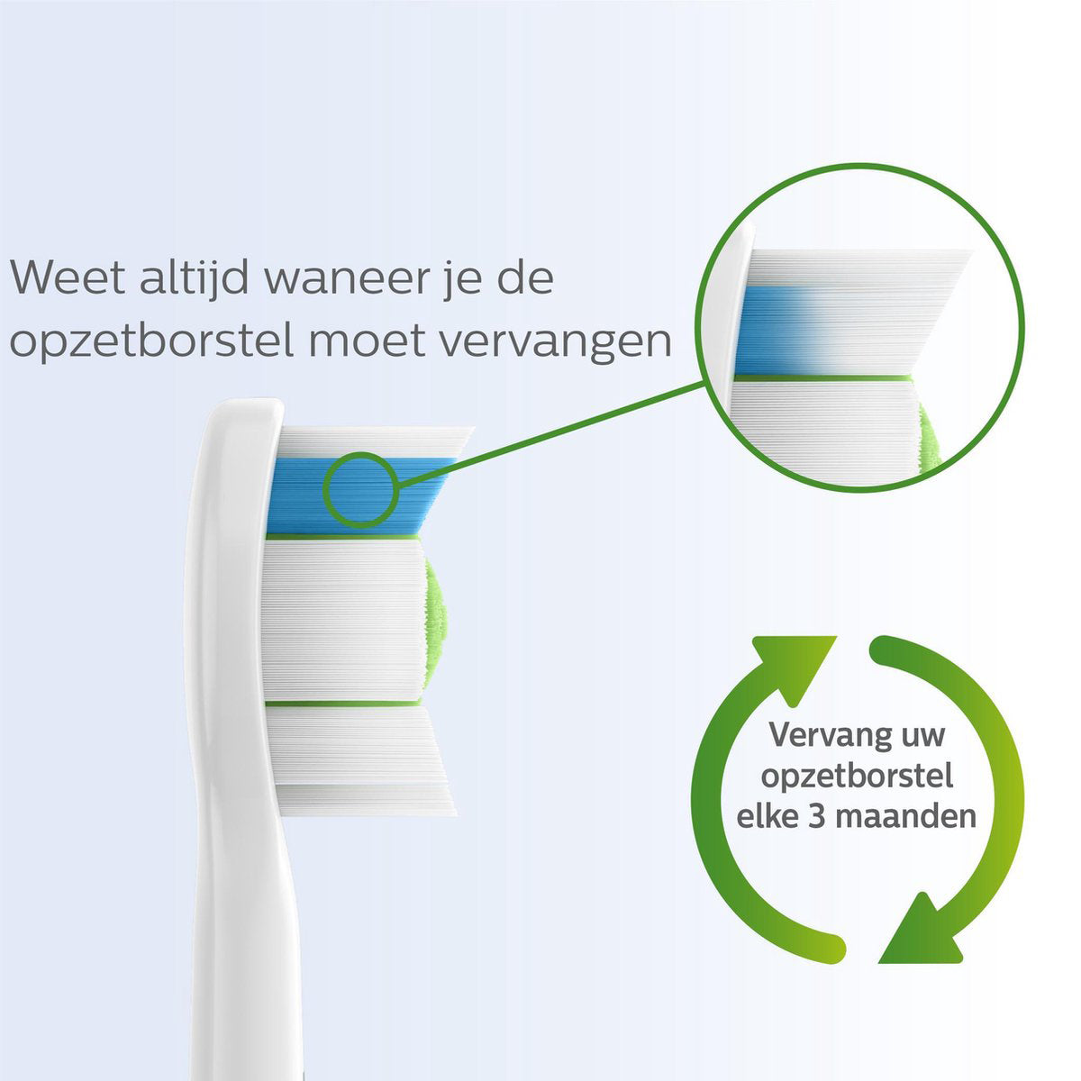 Sonicare W2 Optimal White opzetborstel met slijtage-indicator, vervang elke 3 maanden