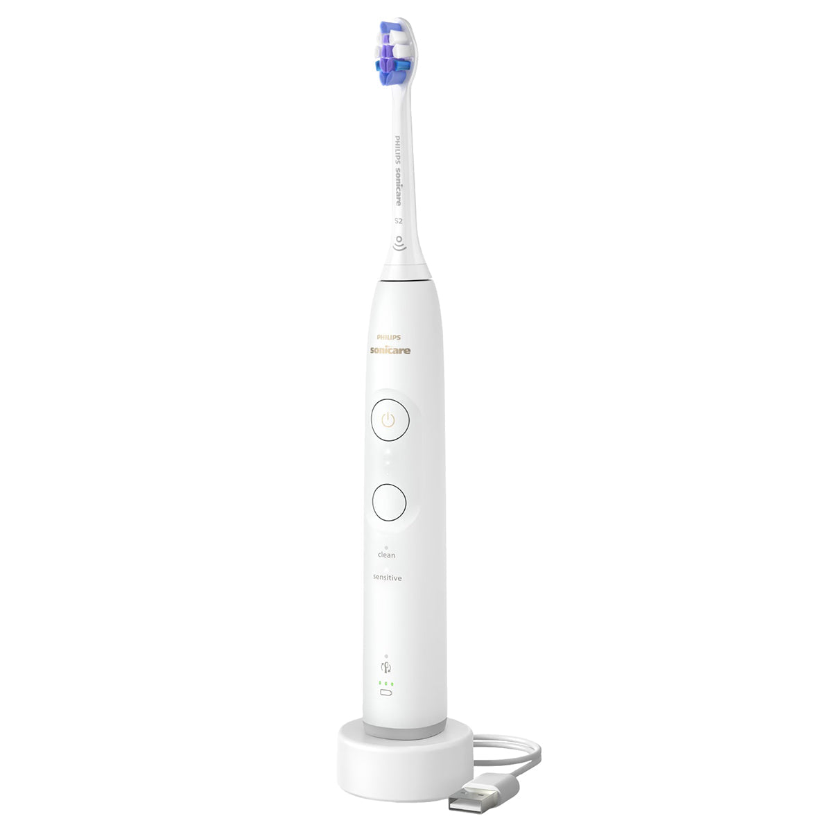 Sonicare 6100 elektrische tandenborstel wit met oplaadstandaard en USB-kabel