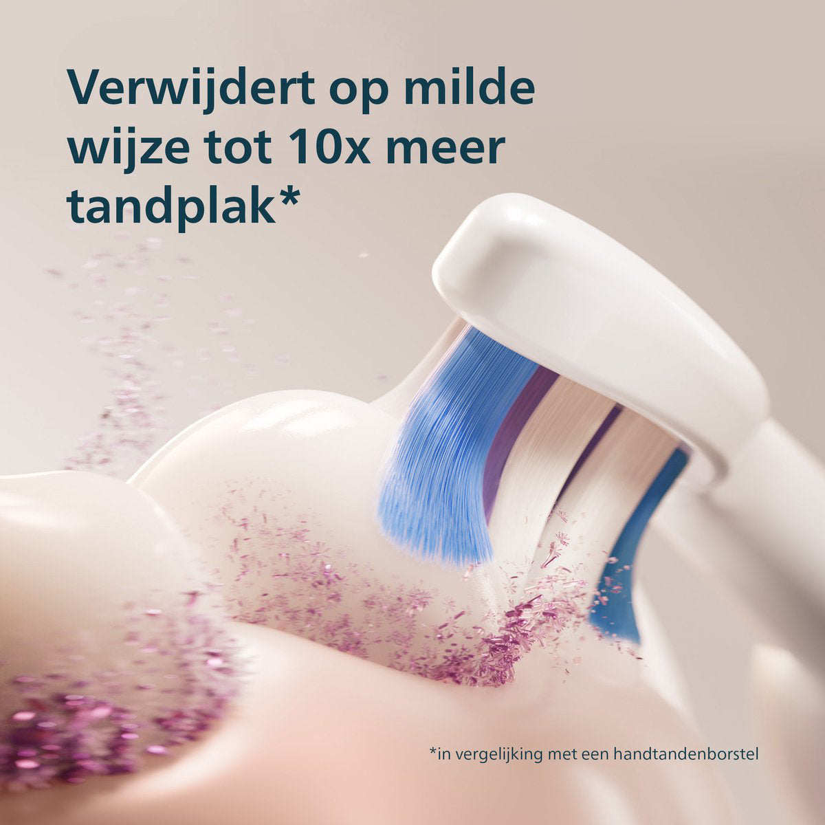 Sonicare 6100 borstelkop verwijdert tot 10x meer tandplak dan handtandenborstel