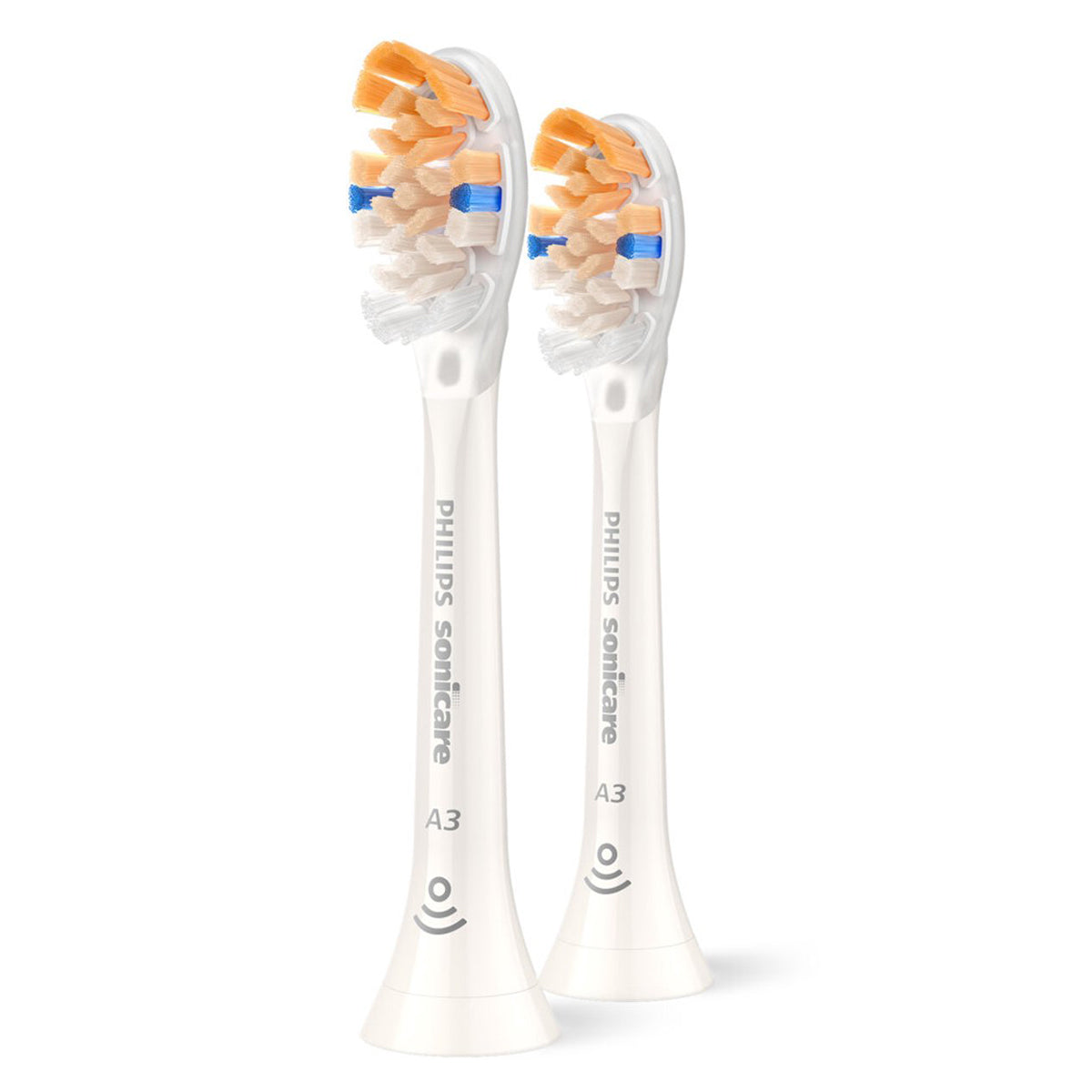 Sonicare A3 Premium AIO opzetborstels, twee stuks naast elkaar in wit
