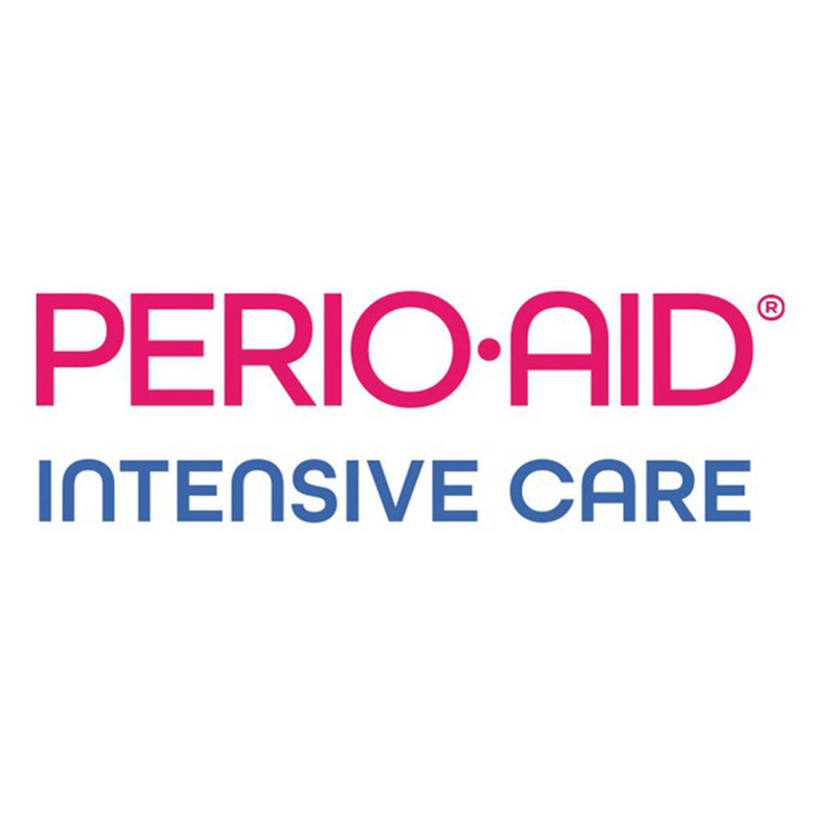 Perio Aid Intensive Care logo met roze en blauwe letters op witte achtergrond